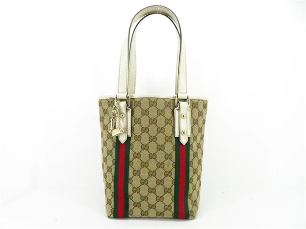 Gucci Sherry Bag Tote GG Canvas Beige Cream White